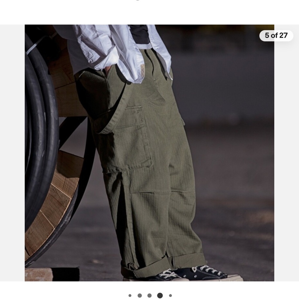 Cocoonrebirth Olive Cargo Pants for Men - Picture 5 of 10